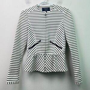 Zara Small Striped Peplum Nautical Jacket Size Small